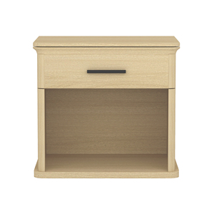 Nightstand In Natural Oak With Drawer And <b>Open</b> Shelf <b>Storage</b> For Bedroom Use - Product Image 1