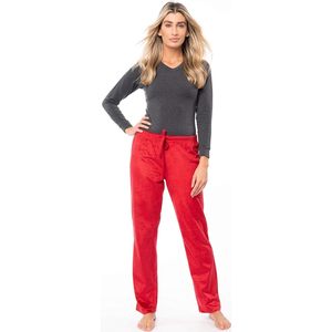 FOXA Pantalon de pyjama en polaire pour femme, pantalon de détente doux et chaud, vêtements de nuit, rouge - Product Image 1