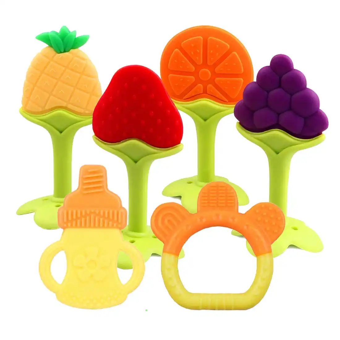 Promotional Food Grade Silicon BPA Free Soft Fruit Shape Silicon Babi Teether Toy Silicone Baby Teethers