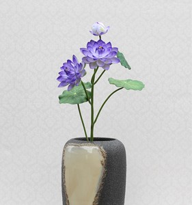 Fiore di Loto Artificiale Realistico a Prezzo all'Ingrosso, Piccolo Bouquet di Fiori di Loto e Foglie in Vaso - Product Image 5