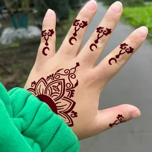 Diskon besar stensil mode anak-anak Henna Mehndi stiker tato hitam stensil seni tangan sementara stensil tato