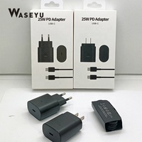 Cargador de Teléfono Móvil PD de 25W, Adaptador de Pared para Samsung S25 S24 Note 20, Cargador de Viaje con USB C