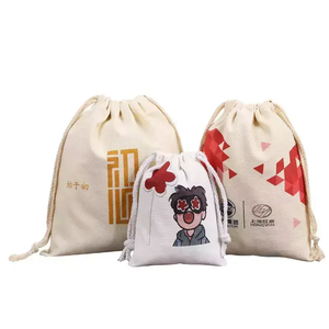 Pochette en toile de coton et lin personnalisée avec logo, sac à bijoux à cordon pour le rangement et l'emballage de bijoux - Product Image 5