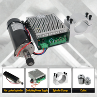 Kit de moteur de broche CNC refroidi par air HLTNC 500W 12000 tr/min DC avec alimentation et contrôleur de vitesse pour gravure, fraisage et perçage