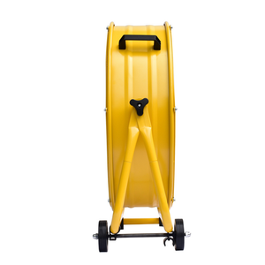 Ventilateur cylindrique portable en métal jaune de 30 pouces, 3 pales courbées, refroidissement par air, utilisation extérieure, domestique, garage, hôtel, industrie, montage au sol - Product Image 2
