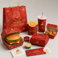 Boîtes alimentaires personnalisées pour les fêtes, emballages de Noël pour restaurants de burgers, poulet frit, repas à emporter, chaînes QSR, fabricant OEM ODM