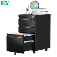 Armoire de classement commerciale en acier à 3 tiroirs entièrement assemblée, design moderne noir avec serrure à clé pour l'école et le bureau à domicile