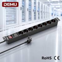 Industrielles 1U Rack PDU Steuerungspanel 8-fach Schuko-Steckdosen Doppelpolige SPD-Überspannungsschutz T5 Aluminium Serverschrank 16A 250V