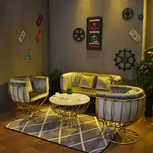 Conjunto de muebles de diseño moderno para el hogar, sofá de tela con marco de Metal para sala de estar