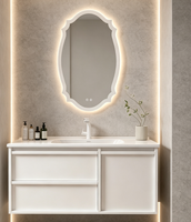 Ensemble de meubles de salle de bain modernes, luxueux et élégants, minimalistes, avec lavabo intégré en dalle de roche intelligente
