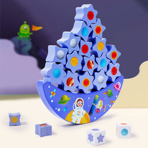 2025 New Product Purple Starry Sky Wood Stacking Blocks Early Education Balance Moon Seesaw Baby Building Toys - Product Image 5