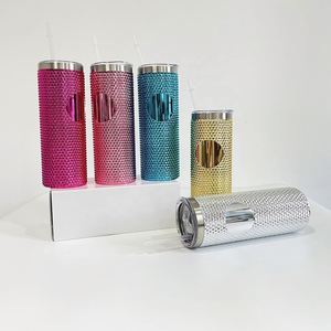 Gobelet isotherme 23 oz à personnaliser avec logo, effet métallique brillant et strass, pour vinyle, design fin et droit, avec clous, en provenance de l'entrepôt chinois - Product Image 3