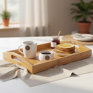 Most Selling Handmade Wooden Serving <b>Tray</b> With Handles For Serving Food Drinks <b>Tea</b> Coffee Available At Export Price - Product Image 3