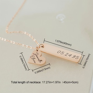 Collana con Barra in Acciaio Inossidabile Oro Rosa Personalizzata, Ciondolo Geometrico con Nomi Incisi, Certificato IGI, Trendy per Donne, Anniversario - Product Image 6