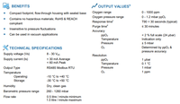 Capteur d'oxygène industriel 0-1000ppm, capteur optique à luminescence O2, RS485 Modbus RTU LOX-TRACE-1000-BLX