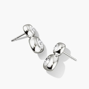 Fine 14k Gold Filled Bezel Set Double Round Cut Vvs Gra Moissanite Jewelry Flat <b>Infinity</b> Stud <b>Earrings</b> for Women's Daily Wear - Product Image 4