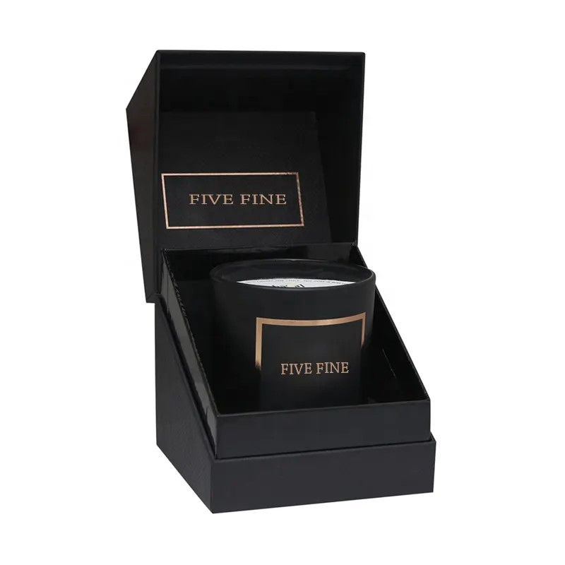 Luxury Black Cardboard Candle Box With Bronzing Printing Custom candle packaging boxes wholesale