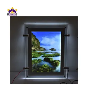 A4 Kích thước trong suốt LED hiển thị cho cửa sổ bán lẻ Acrylic Hộp đèn Áp phích khung