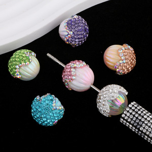 Nouveauté boule de lanterne ronde accessoires de bijoux perles de forage en alliage avec trou droit téléphone porte-clés collier bricolage perles stylo - Product Image 4