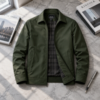Veste décontractée pour homme à col à revers et fermeture éclair, légère, doublée à carreaux, style business décontracté