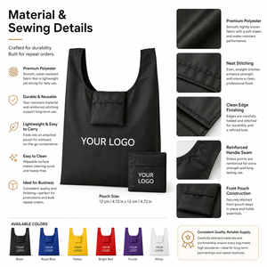 Bolsa de Compras Plegable Resistente con Logotipo Personalizado SHINY, con Bolsa Integrada para Promoción de Marca y Venta de Comestibles - Product Image 4