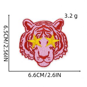 New Iron on Embroidery <b>pink</b> Color Cheetahs Star Xoxo Shoes Dollar Cherry tiger Patch for Kid's Clothes Hat <b>Bag</b> - Product Image 3