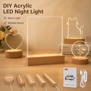 Wholesale Acrylic LED <b>Message</b> <b>Board</b> Lamp DIY Writing Light Wooden Base Decorative Gift For Home Office - Product Image 1