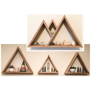 Estante Flotante Geométrico de Madera Rústica <span class=keywords><strong>Dante</strong></span> para Montar en la Pared, Caja Triangular Decorativa para Libros y Cuadros - Product Image 1