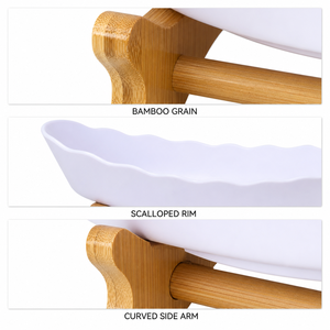 Nampan Buah Plastik PP 2 Tingkat dengan Alas Bambu, Tepi Bergelombang, Mangkuk Camilan untuk Dapur Ruang Tamu, Penyimpanan Modern, Ramah Lingkungan, Mudah Dibersihkan - Product Image 4