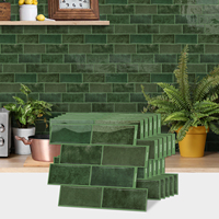 Autocollant de carrelage vert émeraude 3D en gel, à coller et à décoller, crédence de cuisine imperméable, panneaux muraux amovibles pour hôtel