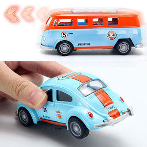 Modèle de <span class=keywords><strong>voiture</strong></span> miniature en alliage <span class=keywords><strong>Hot</strong></span> Selling 1:36, réplique classique Gulf Oil Beetle T1 Bus, avec portes ouvrantes, fonction de recul et roues mobiles, pour enfants - Product Image 4