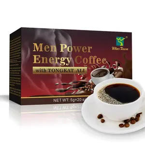Kopi energi daya Pria, dengan tongkat semua hitam kekuatan kopi Latte Maca campuran minuman instan penguat alami