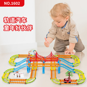 Electric Track <b>Car</b> Set 108Pcs Multi-Track Compatibility For Children 4-6 Years Old Plastic Toy With Bridge And <b>Ramp</b> Features - Product Image 4