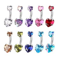 Bijou de piercing en acier inoxydable chirurgical 316L, anneau de nombril orné de zircons multicolores, bijoux de piercing sertis de pierres.