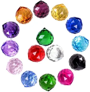 Ucuz toptan renk avize asılı aydınlatma Feng Shui Faceted K9 kristal prizma topu fordistrbution