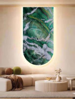 Dalle de quartzite vert Cristallo Botanico du Brésil durable, rétroéclairée, avec cristal de fuchsite, pour revêtement mural décoratif et comptoir de réception