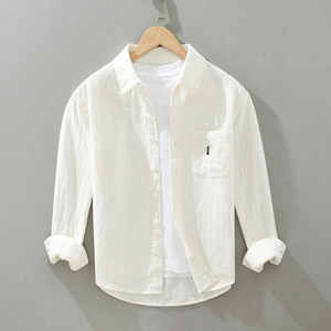 <span class=keywords><strong>Camicia</strong></span> Casual in <span class=keywords><strong>Lino</strong></span> e Cotone Giapponese a Maniche Lunghe, Moda Maschile con Vestibilità Comoda - Product Image 4