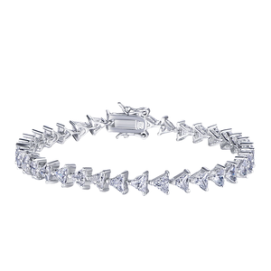Bracelet à breloques en forme de cœur en argent sterling rose avec zircons CZ pour femme Lunxry - Product Image 1