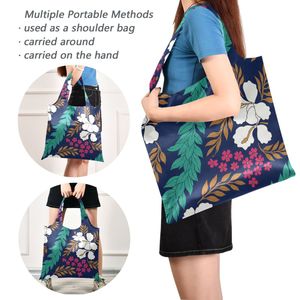 Wholesale Hawaii Puakenikeni Design Foldable <b>Shopping</b> <b>Bag</b> with Zipper Purse Waterproof <b>Large</b> Capacity Shoulder Tote <b>Bag</b> - Product Image 6