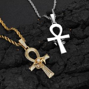 Colgante Hip Hop Cruz Ankh Egipcia Ojo de Horus, con Moissanita, Plata 925, Engaste de Puntas, Chapado Personalizado, Estilo Bling Iced Out para Conciertos - Product Image 2