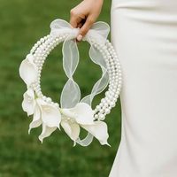 Bouquet de mariée en perles blanches, bouquet de mariage artificiel, bouquet de fleurs en perles fait main pour la mariée