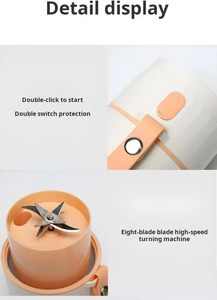 เครื่องปั่นน้ำผลไม้พกพาแบบชาร์จ USB ขนาด 340 มล. มินิอเนกประสงค์ 10 ใบมีด ทำความสะอาดตัวเองได้ กันน้ำ ใช้กลางแจ้งได้ - Product Image 6