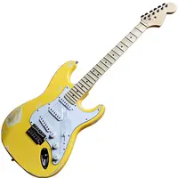Retro Yellow Body E-Gitarre mit SSS Pickups, überbackenem Hals, elektronischer ST-Stil Made in China