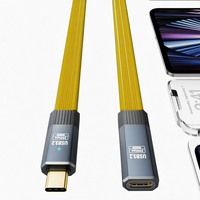 Câble OTG Type-C vers Type-C femelle vers mâle 100W PD, 20 Gbps, haute vitesse, fil plat FPC pour téléphone portable et appareils audio 8K HD