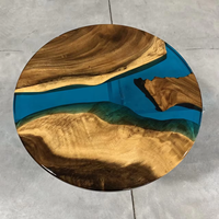 Table de salle à manger en bois massif de noyer avec résine époxy, style rivière, fabrication directe d'usine de meubles Round Home Furniture