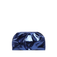 Pochette de maquillage en PU métallisé rouge, froncée, avec fermeture éclair, pochette cosmétique, pochette à main pour soirée, voyage, rangement