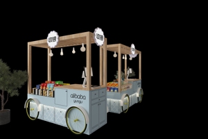 Chariot mobile de présentation de cupcakes <span class=keywords><strong>à</strong></span> poussée manuelle Conception de comptoir de snack-bar utilisé dans les centres commerciaux ou les magasins avec roues - Product Image 3