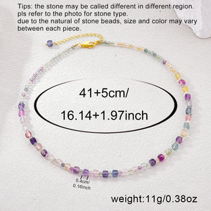 Collier en perles de fluorite naturelle, perles carrées de 4 mm, bijoux en cristal de guérison pour les promotions de la fête des mères - Product Image 4