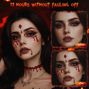 Pegatinas <span class=keywords><strong>de</strong></span> Gemas Faciales <span class=keywords><strong>de</strong></span> Vinilo Acrílico, Impermeables, Ecológicas, Forma Personalizada, Laminación Transparente Brillante, para Mujeres, Halloween, Vampiro - Product Image 2