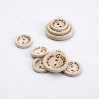 Kancing Kayu 15mm 20mm 25mm Bulat 2 Lubang Kancing Jahit Buatan Tangan Berukir Rajutan DIY Kerajinan Dekorasi Kancing
